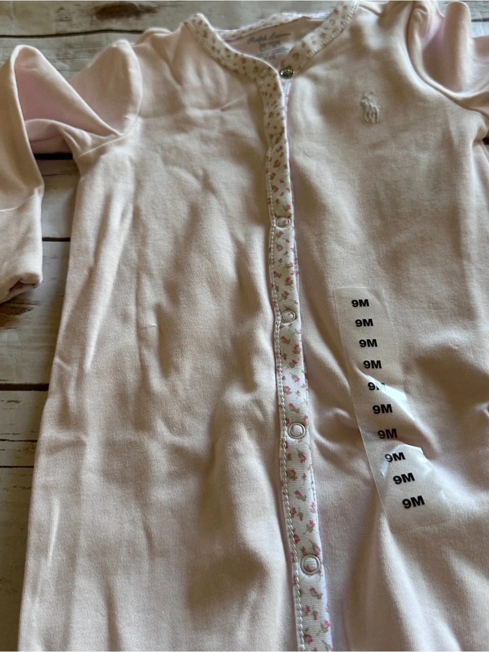 Ralph Lauren baby girl pink floral onesie nwt, size 9M